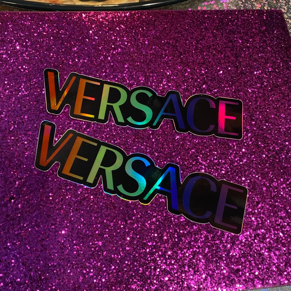 VERSACE IN STORE RAINBOW PROMOTIONAL STICKER X2 MINT !!